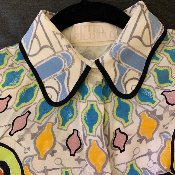 Peter Pilotto Designer ART Shirt DRESS 2 XS Geometric Print 70’s Mosaic - Picture 3 of 4